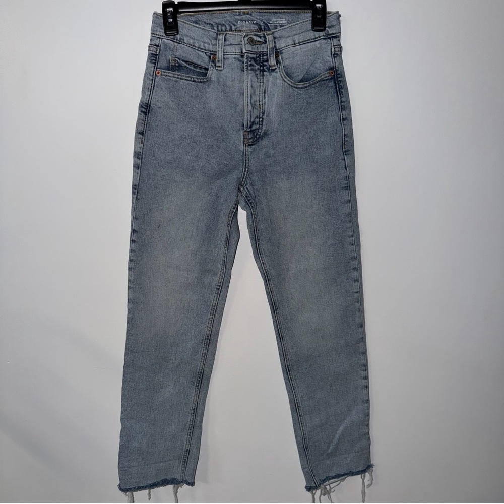 Old Navy High Waisted Straight Leg Light Wash Denim Jeans Size 2